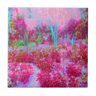 Paisagem Impressionista de Jardim Vermelho e Rosa