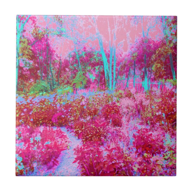 Paisagem Impressionista de Jardim Vermelho e Rosa (Frente)
