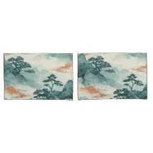 Paisagem Japonesa em Azul-Verde e Cobre