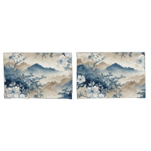 Paisagem Japonesa Floral Azul