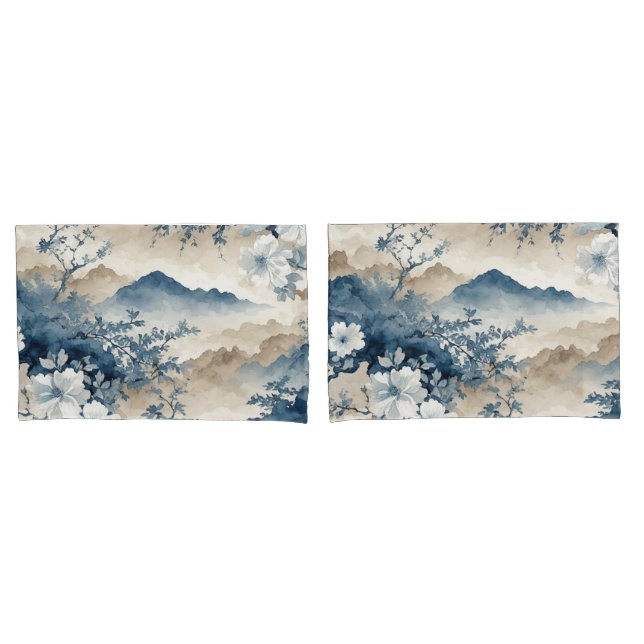 Paisagem Japonesa Floral Azul (Frente - conjunto)