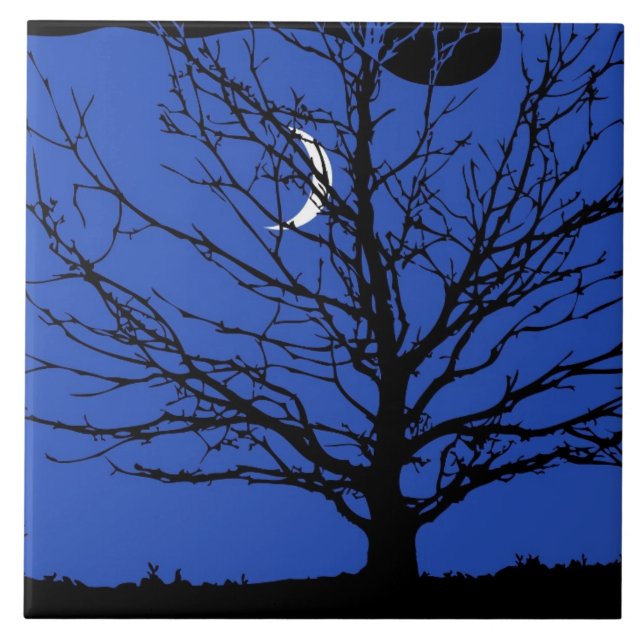 Paisagem lunar de Cobalto azul e preto (Frente)