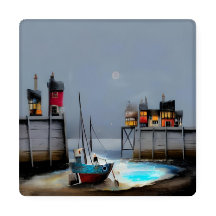 paisagem marinha - conjunto de quatro portas copos