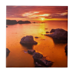 Paisagem marítima laranja, pôr do sol, Califórnia