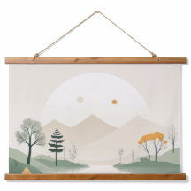 Paisagem Montanhosa Pastel Minimalista Lago Sereno