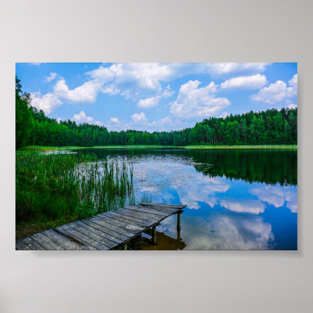 Paisagem natural Lago Pier Belarus Poster (Frente)