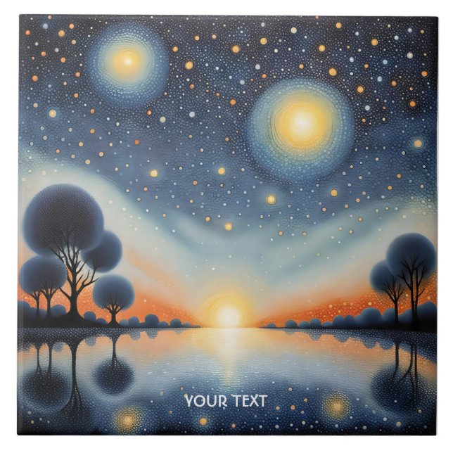 Paisagem Noturna Fantasy Cute Pointillist (Frente)