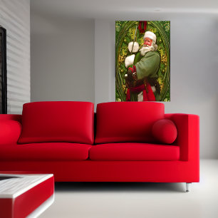Paisagem nova do Papai Noel AI Art Poster