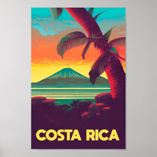 Paisagem poster viagens vintage da Costa rica