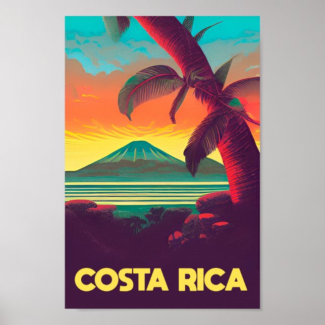 Paisagem poster viagens vintage da Costa rica (Frente)