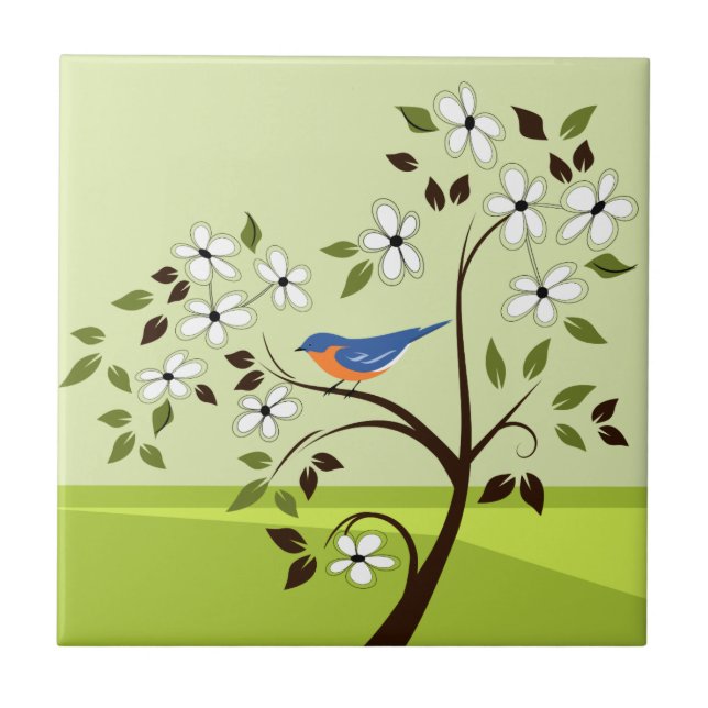 Paisagem primavera com Bluebird (Frente)