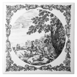 Paisagem Rural Vintage Delft Preto e Branco