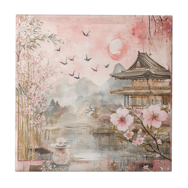 Paisagem Serena de Flor de Cerejeira Rosa (4) (Frente)