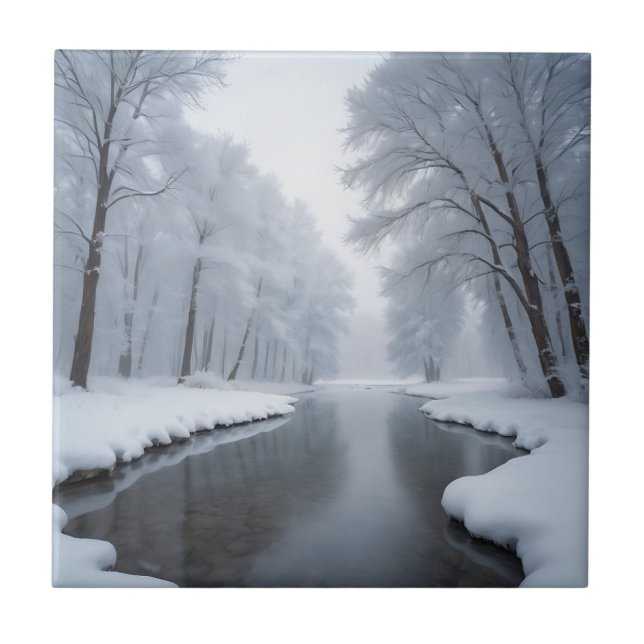 Paisagem Serene de Inverno com Árvores Cobertas po (Frente)