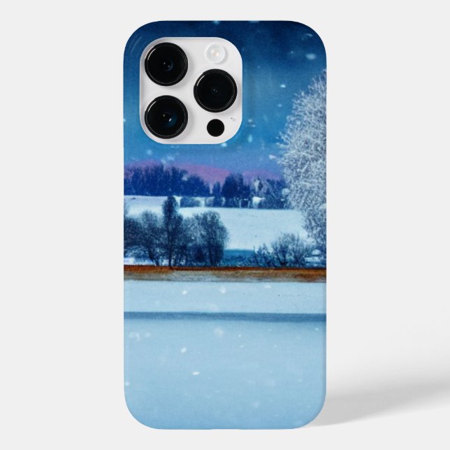 Paisagem Serene de inverno com queda de neve (Verso)