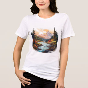 Paisagem Serene Mountain com Rio Fluente