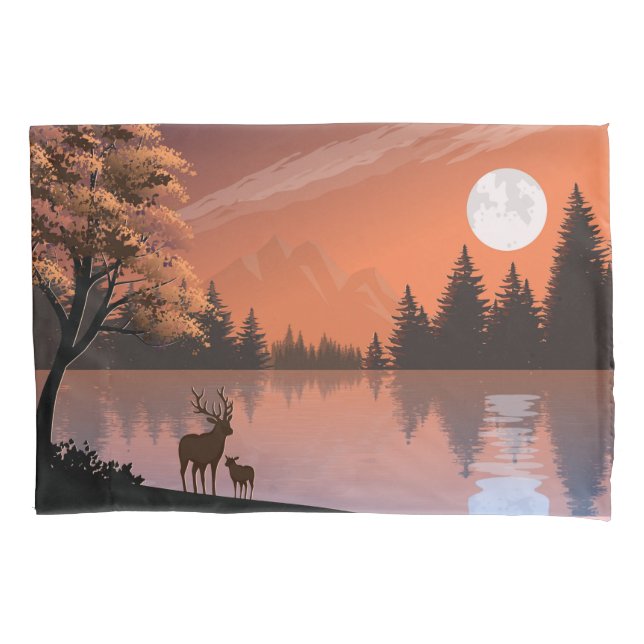 Paisagem Sunrise com Lago e Deers-51207 (Frente)