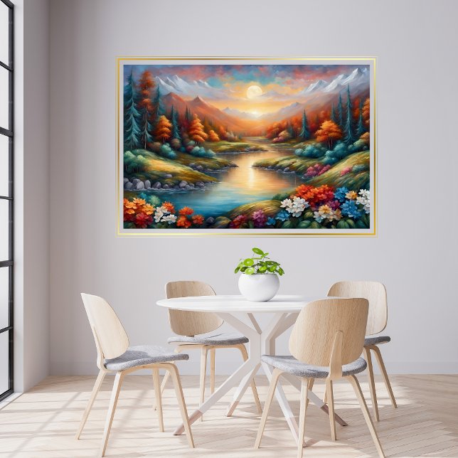 Paisagem Sunset Moderno Art Poster (Landscape Sunset Modern Art Poster)