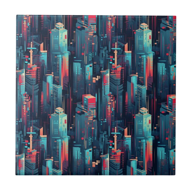 Paisagem Urbana Abstrata de Cyberpunk (5) (Frente)