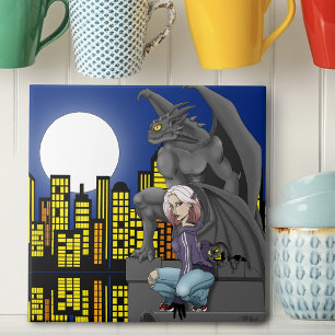 Paisagem Urbana de Fantasia Urbana com Gárgula