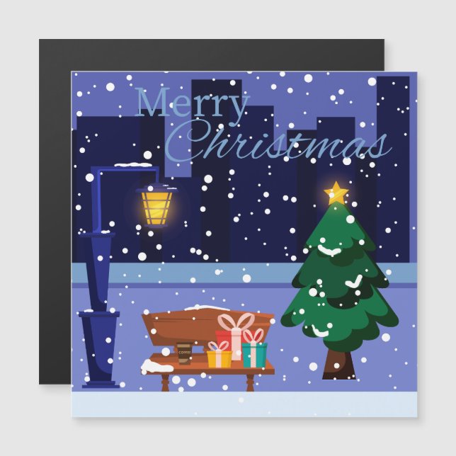 Paisagem urbana de Natal com candeeiro, árvore e g (Frente/Verso)