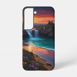 Paisagem vibrante com capa de telefone em cascata