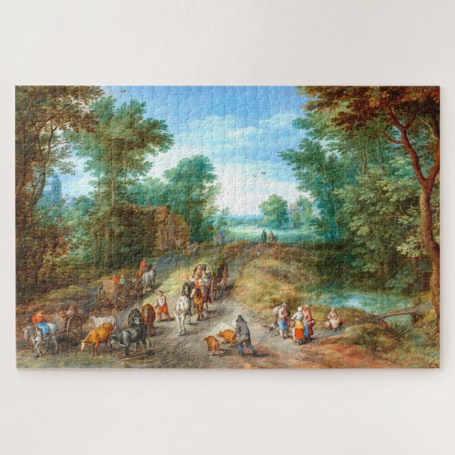 Paisagem Wooded, Quebra-cabeça Jan Brueghel Art Ji (Horizontal)