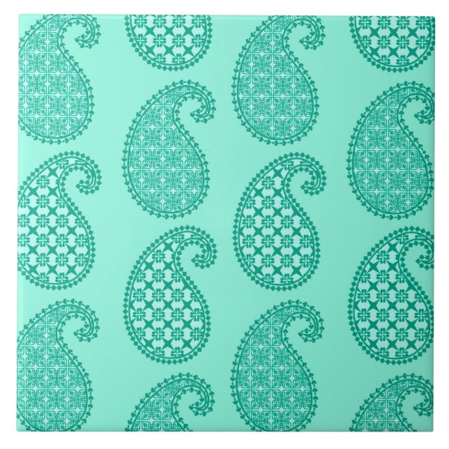 Paisley, aqua e turquesa (Frente)
