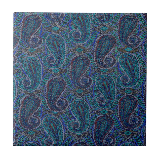 Paisley Azul Indiano Boho Clássico Vintage (Frente)