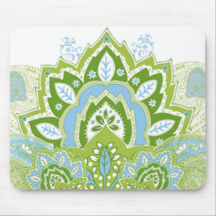 Paisley azul verde Mousepad