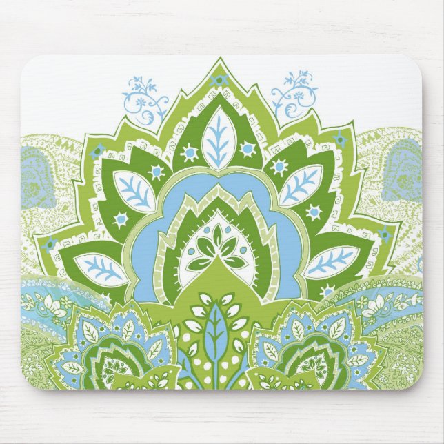 Paisley azul verde Mousepad (Frente)
