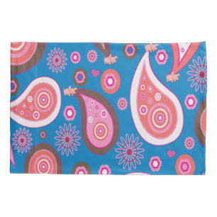 Paisley Cor-de-Rosa Azul do travesseiro