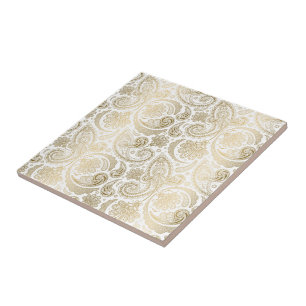 Paisley Floral Branco E Dourado 2