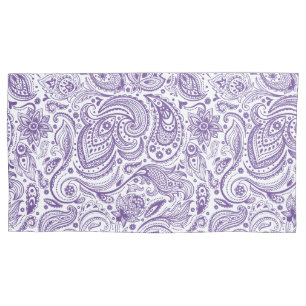Paisley Floral Branco e Roxo Elegante
