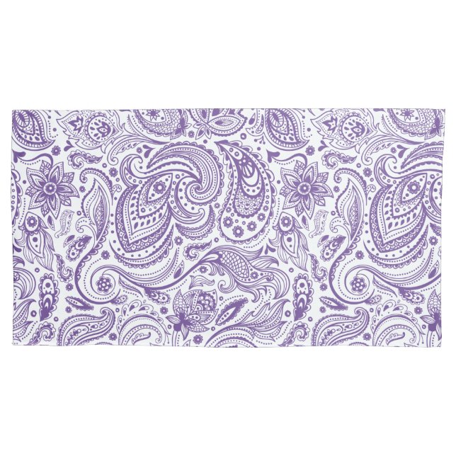 Paisley Floral Branco e Roxo Elegante (Frente)