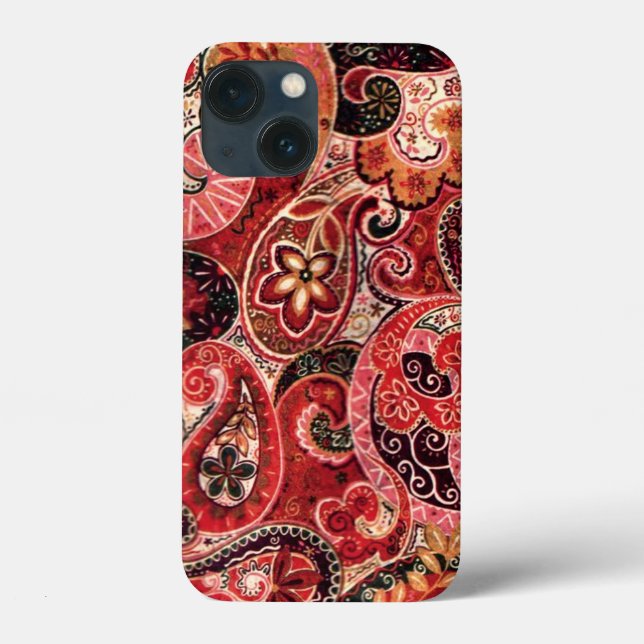 Paisley Floral, Vermelho, Rosa e Preto (Verso)
