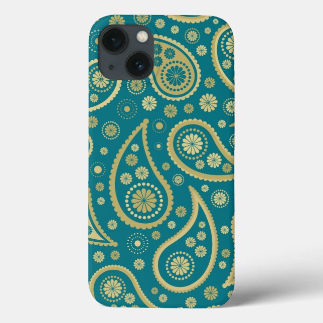 Paisley Funky Impressão em Teal e Golpes (Verso)