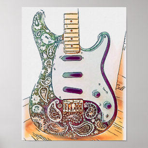 Paisley Guitar Impressão
