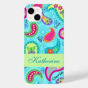 Paisley Modern Name Personalizado Turquoise Blue