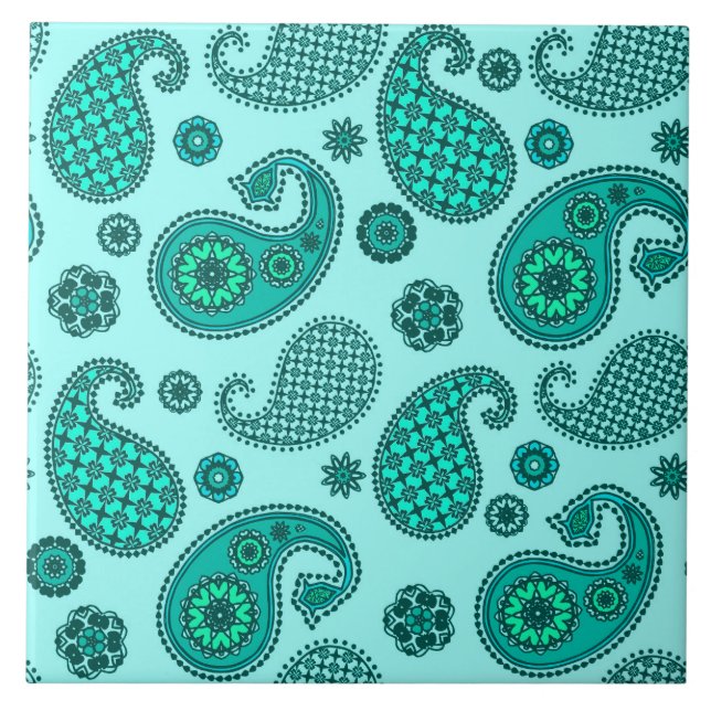 Paisley Pattern, Aqua e Turquoise (Frente)