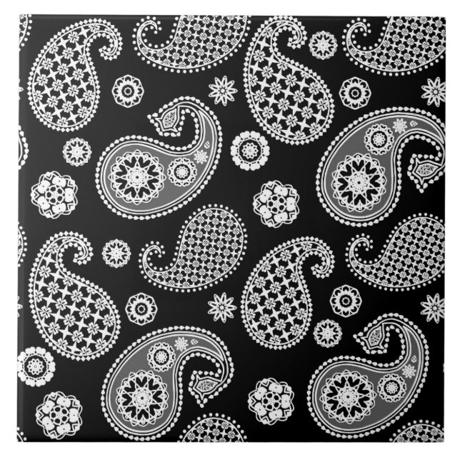 Paisley Pattern, Preto e Branco (Frente)
