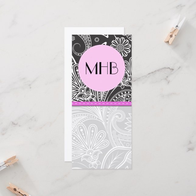 Paisley Pattern, Preto e Branco, Monograma (Frente/Verso In Situ)