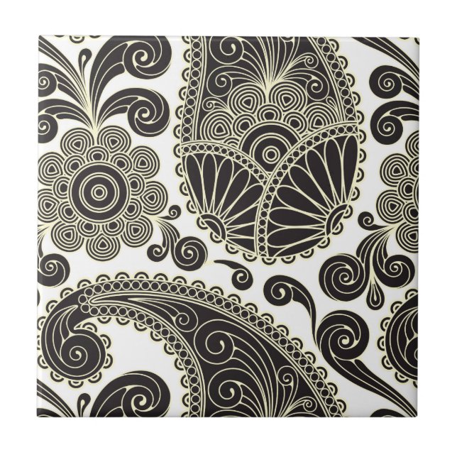 Paisley preto e bege (Frente)