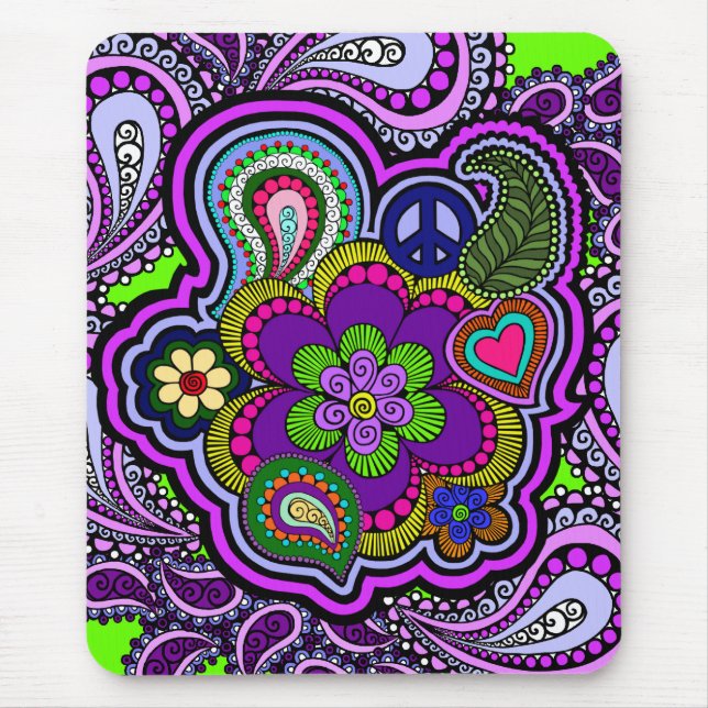 Paisley roxo psicadélico Mousepad (Frente)