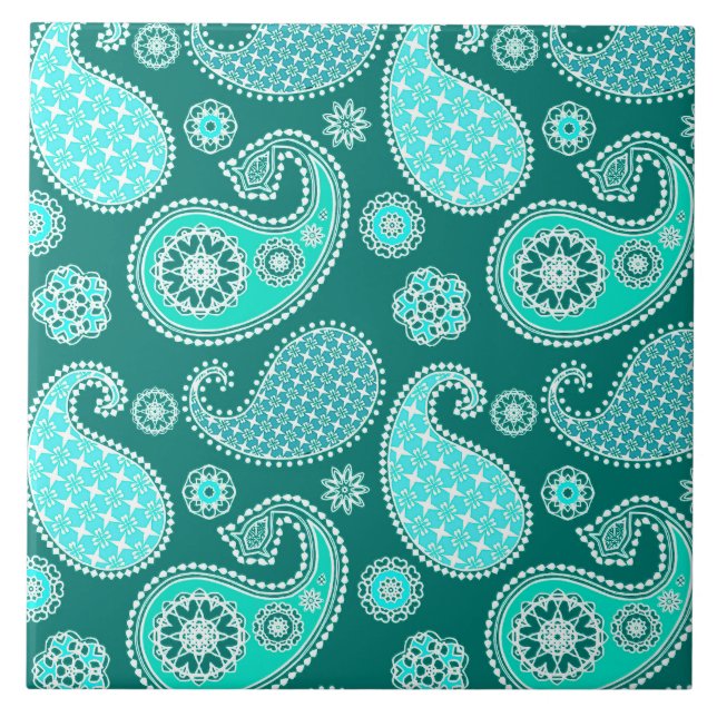 Paisley, Turquesa, Aqua e White (Frente)