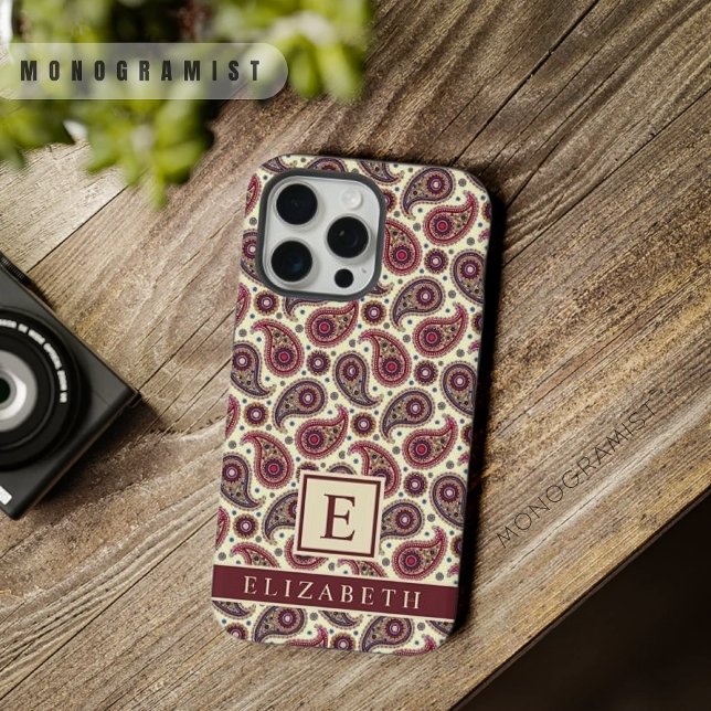 Paisley Vermelho Púrpura Amarelo Personável (Customizable Yellow White Purple Red Paisley iPhone Case)
