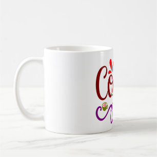 Palavra de café e corações em canecas