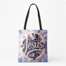 Palavra Jesus tote bags cristãos