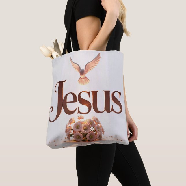 Palavra Jesus tote bags cristãos (Close Up)