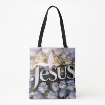 Palavra Jesus tote bags cristãos